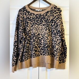 LOFT Animal Print Sweater - Tan and Black